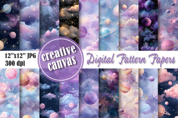 Download Dreamy Galaxy Planets Seamless Pattern - Premium Resources